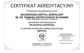 Certyfikat akredacyjny