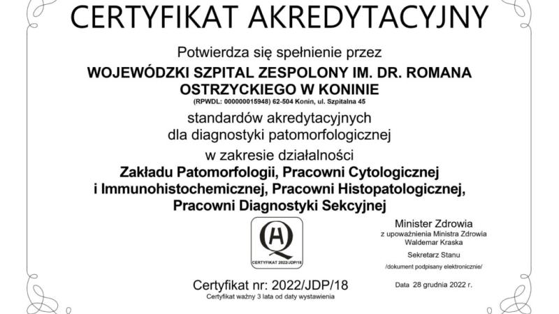 Certyfikat akredytacyjny
