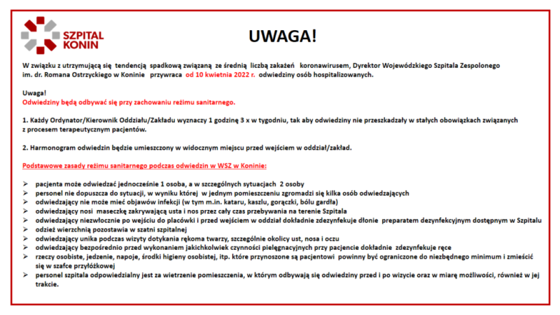 Przywrócenie odwiedzin tekst